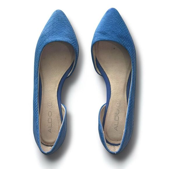 ALDO Women's Pointed Toe Flats Blue Textured Slip-On Size 8.5 - Picture 2 of 6